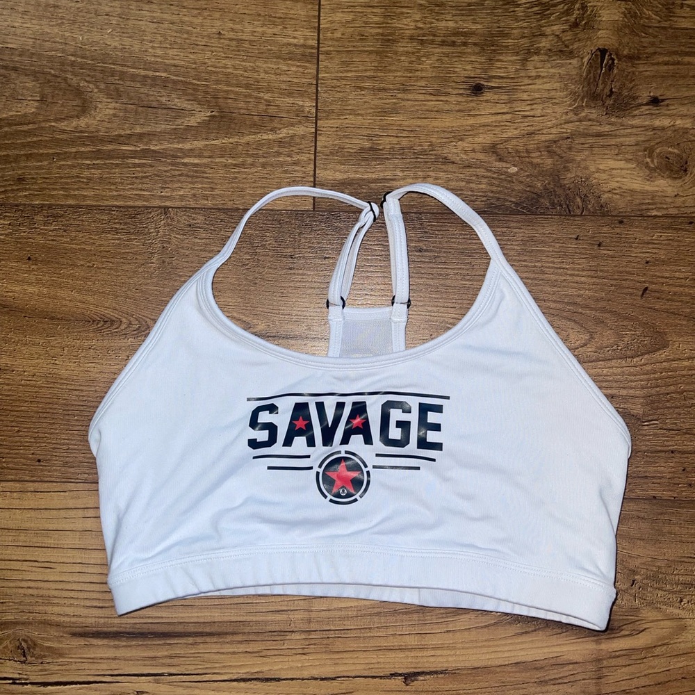 Savage Barbell White Sports Bra